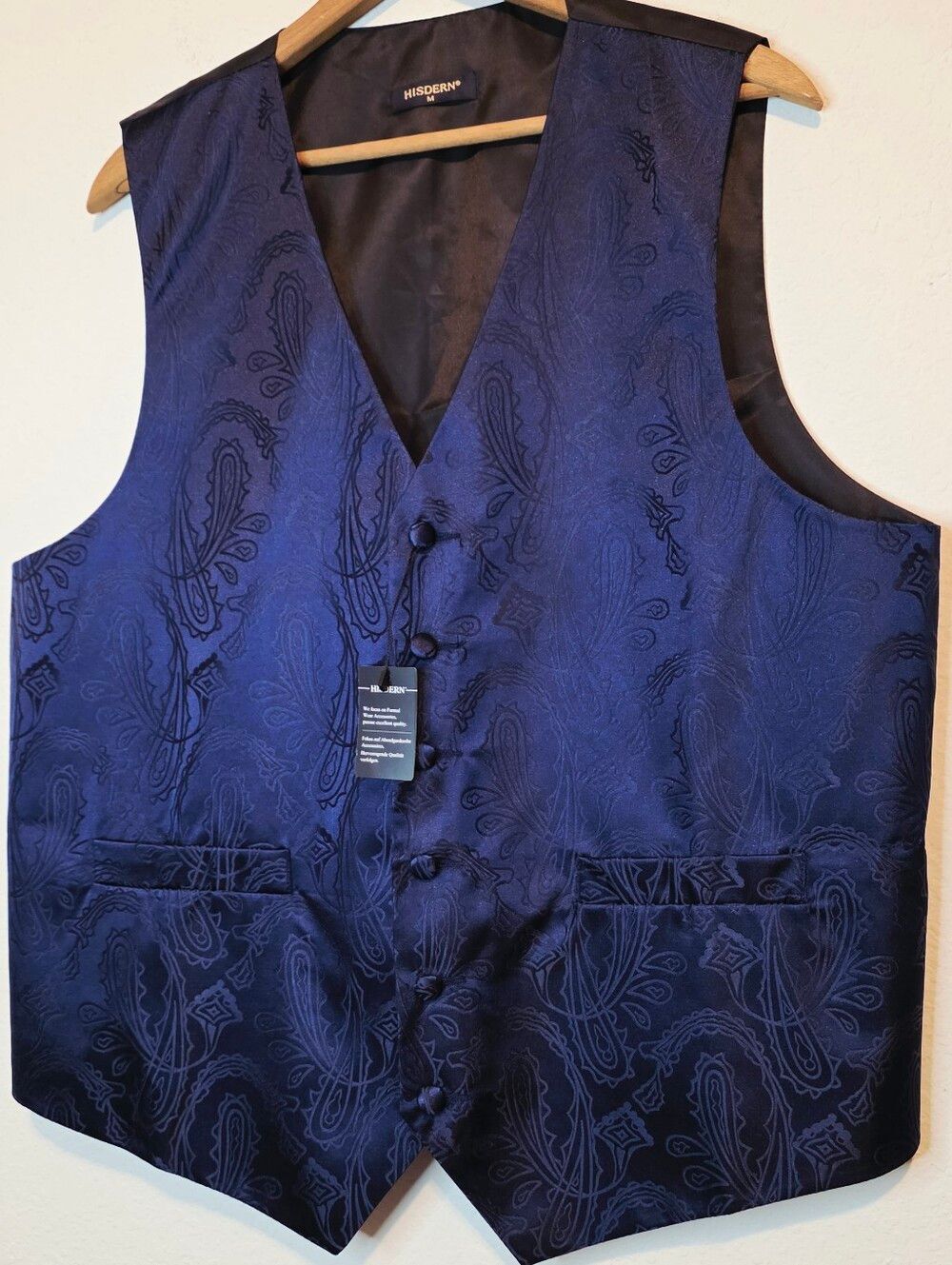 NWT Hisdern Paisley Button Up Suit Vest Formal Wear Wedding Dance Men's Medium